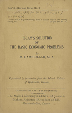 Islam''s solution of the basic economic problem