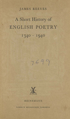 A Short History of English Poetry
